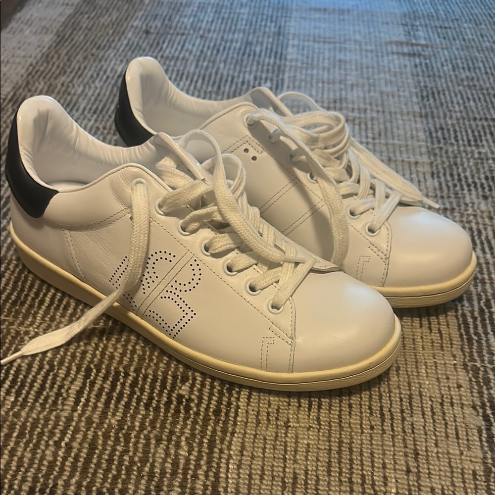 Isabel Marant White and Black Sneakers with Leather Upper
